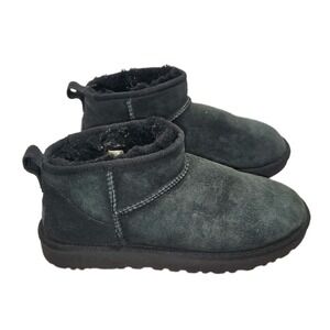 UGG Classic Ultra Mini Boots Women's US 8 Dark Green Sheepskin Suede Fur
